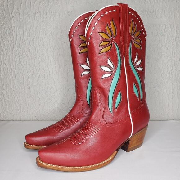 Tecovas Shoes - Tecovas The Sadie Boots Cherry Bloom Red Womens 10B Western Flower Limited